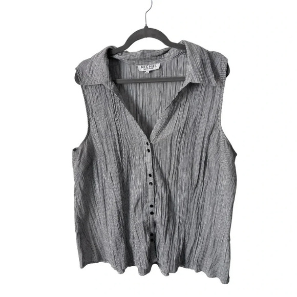 Michel by Michel Antoni | Searsucker Style Pinstripe Sleeveless Blouse | Size 20 - Picture 1 of 7